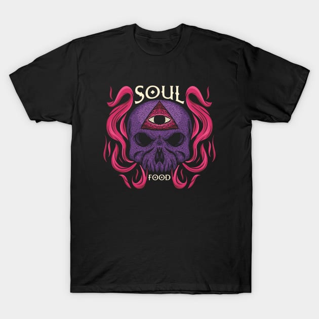 Skull Head Triangle Eye Illustration T-Shirt by Mako Design 